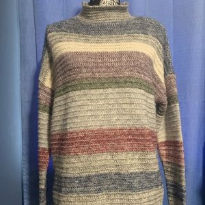 Cozy striped color blue, purple, green, red sweater